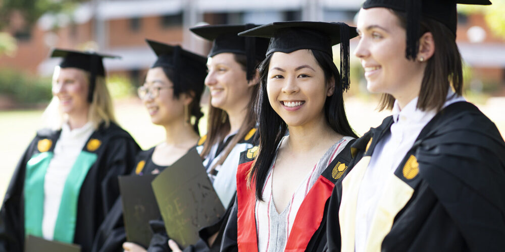 a line of graduates